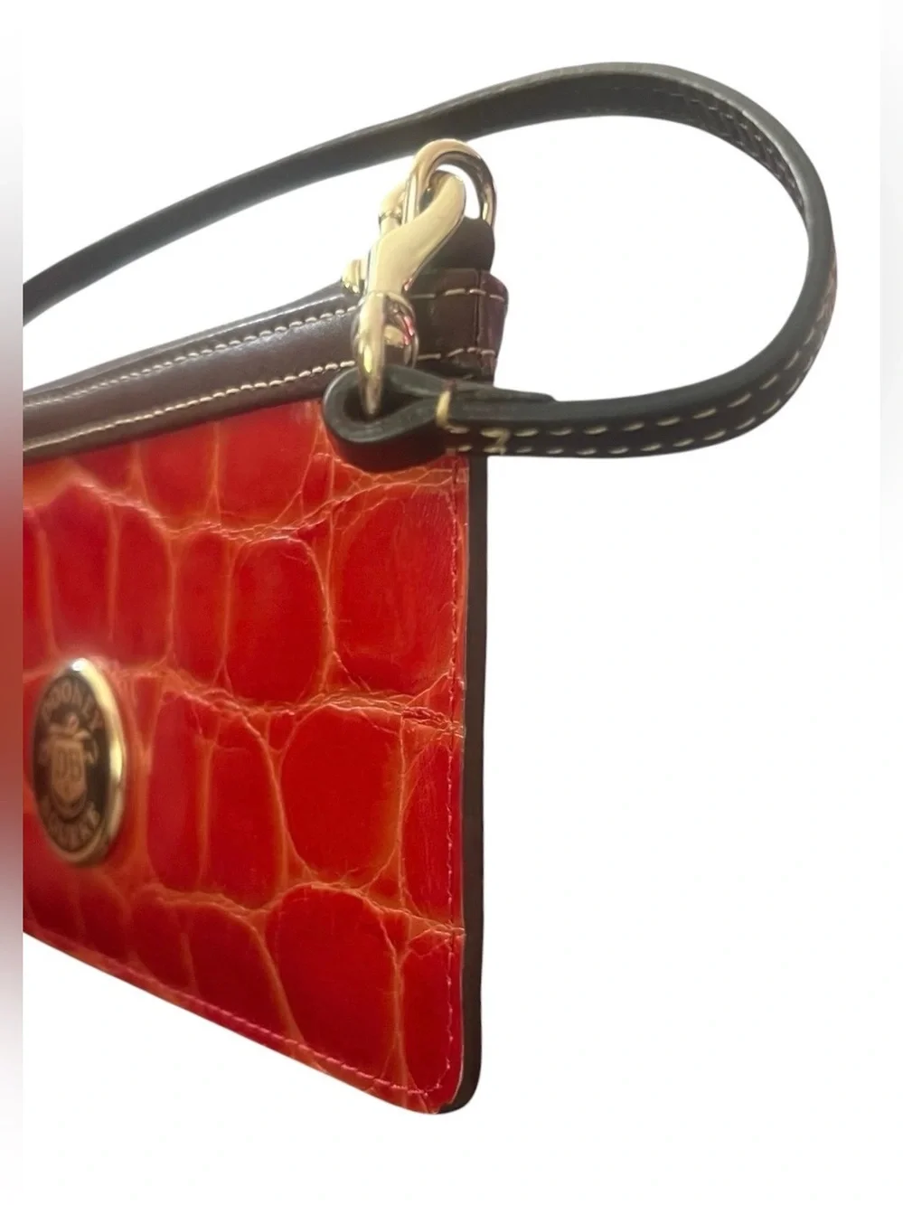 Dooney & Bourke Croc-embossed Leather Zip Wristlet, In Red